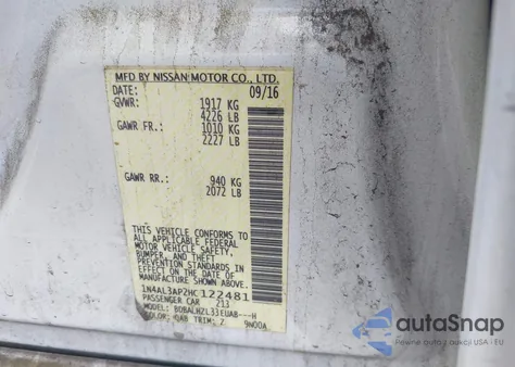 2017 Nissan Altima 2.5 from USA, damaged, VIN 1N4AL3AP2HC122481